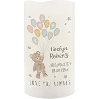 Personalised Memento Company Personalised Teddy & Balloons Nightlight LED Candle in White