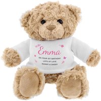 Personalised Memento Company Women's Personalised Pink Name & Message Teddy Bear in Brown