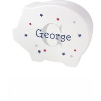 Personalised Memento Company Men's Personalised Name & Initial Piggy Bank in White