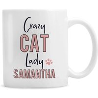 Personalised Memento Company Women's Crazy Cat Lady Mug in White