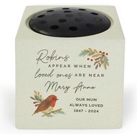 Personalised Memento Company Personalised Robins Appear Memorial Vase in White