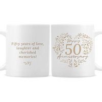 Personalised Memento Company Personalised 50th Golden Wedding Anniversary Mug in White
