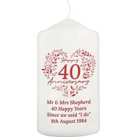 40th Ruby Wedding Anniversary Pillar Candle