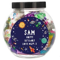 Personalised Memento Company Men's Personalised Space Sweet Jar in Clear
