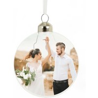 Personalised Memento Company Personalised Photo Upload Glass Bauble in Clear