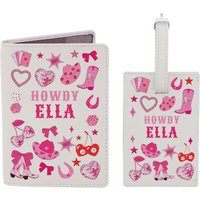 Personalised Memento Company Women's Personalised Cowgirl Passport Holder & Luggage Tag in Cream