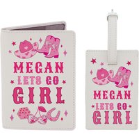 Personalised Memento Company Women's Personalised Cowgirl Luggage Tag & Passport Holder in Cream