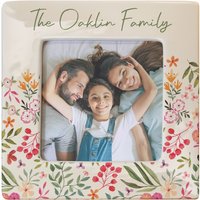 Personalised Memento Company Women's Personalised Floral Ceramic 4x4 Frame in Beige