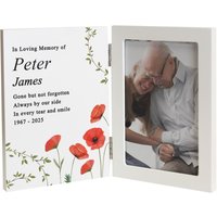 Personalised Memento Company Personalised Memorial Wooden Hinged 6x4 Photo Frame in White