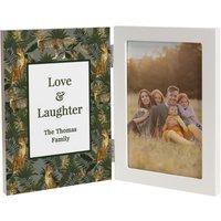 Personalised Memento Company Personalised Leopard Print Wooden Hinged 6x4 Photo Frame in White