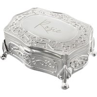 Personalised Memento Company Women's Personalised Small Silver Plated Jewellery Box in Metallic Silver