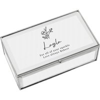 Personalised Memento Company Women's Personalised Floral Mirrored Jewellery Box in Metallic Silver