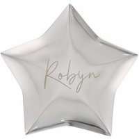 Personalised Memento Company Personalised Engraved Name Star Trinket Box in Metallic Silver