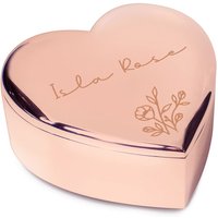 Personalised Memento Company Women's Personalised Floral Rose Gold Heart Trinket Box