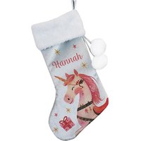 Personalised Memento Company Personalised Unicorn Christmas Stocking in Silver