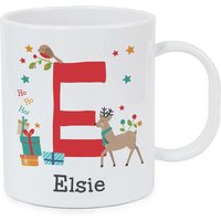 Initial Reindeer Christmas Plastic Mug