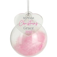 Personalised Memento Company Women's Personalised My 1st Christmas Pink Feather Bauble