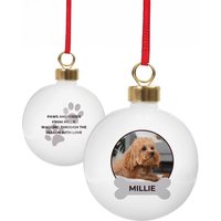 Personalised Memento Company Personalised Photo Upload Dog Christmas Bauble in White