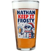 Snowman Pun Christmas Beer Glass