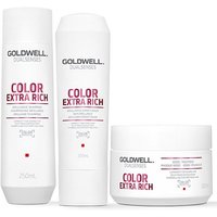 Goldwell Dual Senses Color Brilliance Extra Rich Shampoo 250ml, Conditioner, 60 Second Treatment 200ml Pack in Clear