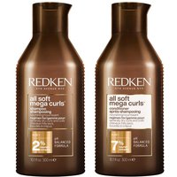Redken All Soft Mega Curl Shampoo 300ml & All Soft Mega Curl Conditioner 300ml Duo in Clear