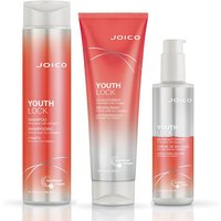 JOICO YouthLock Shampoo 300ml, Conditioner 250ml, Anti-Frizz Blowout Crème 177ml Pack in Clear