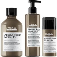 L'Oreal Professionnel Serie Expert Absolut Repair Molecular Hair Shampoo 300ml, Leave-In-Mask 100ml & Rinse-off Serum 250ml Pack in Clear