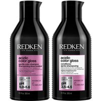Redken Acidic Color Gloss Sulphate-Free Shampoo 300ml & Acidic Color Gloss Conditioner 300ml Duo in Clear