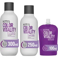 KMS Color Vitality Shampoo 300ml, Conditioner 250ml & Intense Gloss Treatment 100ml in Clear