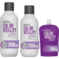 KMS Color Vitality Blonde Shampoo 300ml, Blonde Conditioner 250ml & Intense Gloss Treatment 100ml in Clear