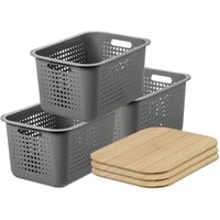 SmartStore d Basket 20' with bamboo lids x3 in Grey