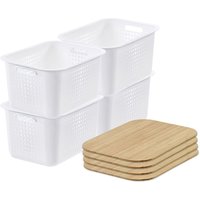 SmartStore d Basket 20' with bamboo lids x4 in White