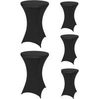 Neel Blue Cocktail Spandex Tablecloth High Top Round Table Cover, 32" x 43", 5pcs in Black