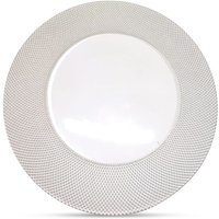 Neel Blue 33cm Set of 12 Charger Plates Checkered Design Glass Plates for Dinner Table Decoration in Metallic Silver