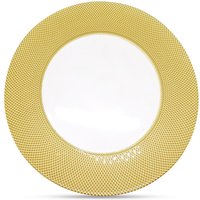 Neel Blue 33cm Set of 12 Charger Plates Checkered Design Glass Plates for Dinner Table Decoration in Metallic Gold