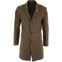 TruClothing Men's Long Wool Mix Overcoat Peaky Blinders in Brown | Size: XL