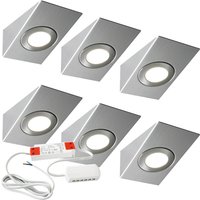 Loops 6x BRUSHED NICKEL Wedge Surface Under Cabinet Kitchen Light & Driver Kit - Natural White LED in Metallics