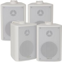 Loops SMART HOME Bluetooth Amplifier & 4 White Wall Mount Speaker Kit Compact HiFi Amp