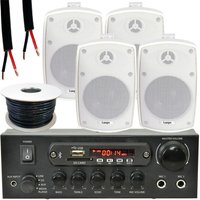 Loops Outdoor Bluetooth Speaker Kit 4x 60W White Stereo Amplifier Garden BBQ Parties