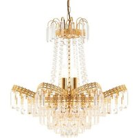 Loops Hanging Ceiling Pendant Light GOLD & GLASS 9 Light Chandelier Lamp Bulb Fitting in Clear