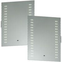 Loops 2 PACK IP44 LED Bathroom Mirror 60cm x 50cm Vanity Light Shaver Socket & Motion | Size: 60 cm x 50 cm