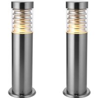 Loops 2 PACK Outdoor IP44 Bollard Light Marine Grade Steel Lamp Post Garden Patio in Metallics