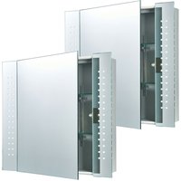 Loops 2 PACK IP44 LED Bathroom Mirror 60cm x 65cm Cabinet Light IR Switch & Shaver | Size: 60 cm x 65 cm