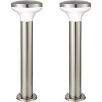 Loops 2 PACK Outdoor Post Bollard Light Marine Steel 0.5m LED Garden Driveway Path in Metallics