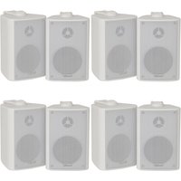 Loops 8x 60W 2 Way White Wall Mounted Stereo Speakers 3" 8Ohm Mini Background Music
