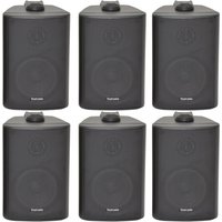 Loops 6x 70W 2 Way Black Wall Mounted Stereo Speakers 4 8Ohm Compact Background Music