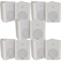 Loops 10x 90W White Wall Mounted Stereo Speakers 5.25" 8Ohm Quality Home Audio Music
