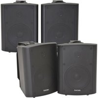 Loops 4x 90W Black Wall Mounted Stereo Speakers 5.25" 8Ohm Quality Home Audio Music