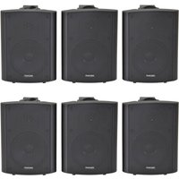 Loops 6x 90W Black Wall Mounted Stereo Speakers 5.25" 8Ohm Quality Home Audio Music