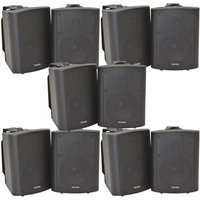 Loops 10x 90W Black Wall Mounted Stereo Speakers 5.25" 8Ohm Quality Home Audio Music